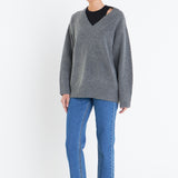 V Neckline Oversized Sweater