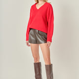 V Neckline Oversized Sweater