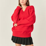 V Neckline Oversized Sweater