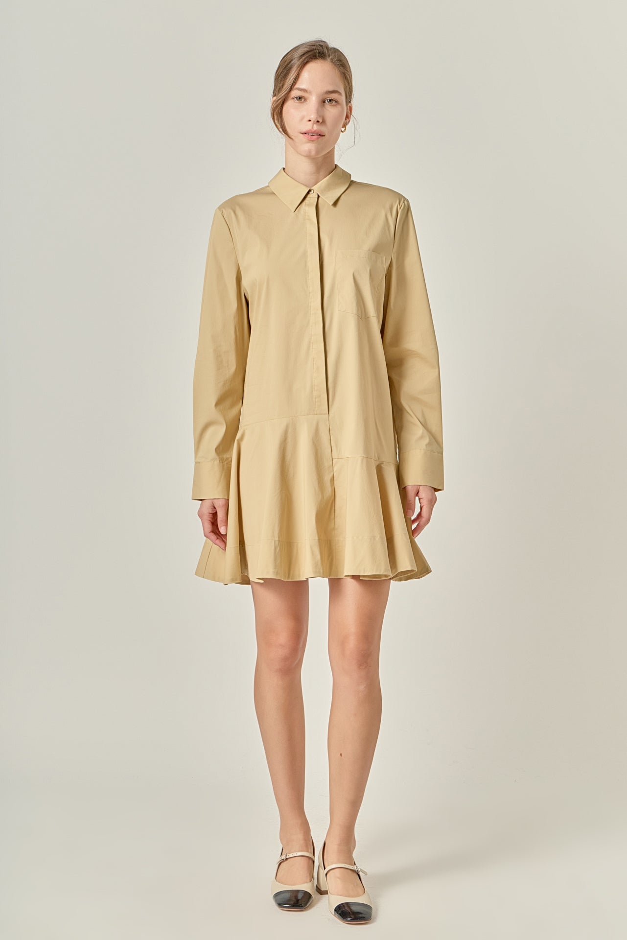 Collar Flare Skirt Dress