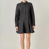 Collar Flare Skirt Dress