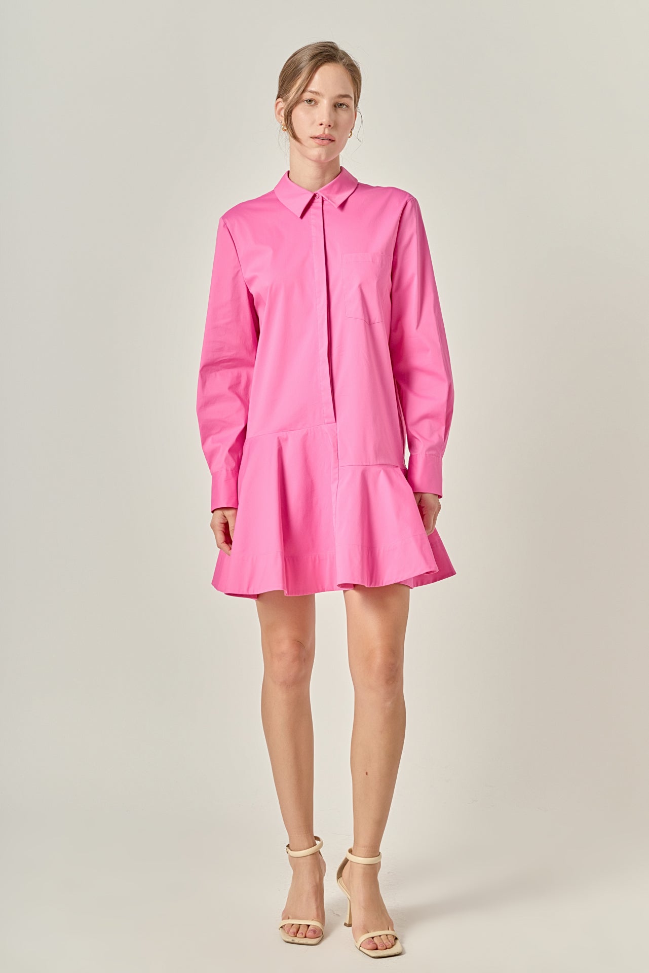 English Factory - Stripe Collar Flared Skirt Dress BURGUNDY / S English Factory - Stripe Collar Flared Skirt Dress BURGUNDY / S