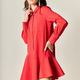 Collar Flare Skirt Dress
