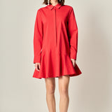 Collar Flare Skirt Dress