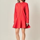 Collar Flare Skirt Dress