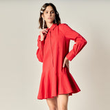 Collar Flare Skirt Dress