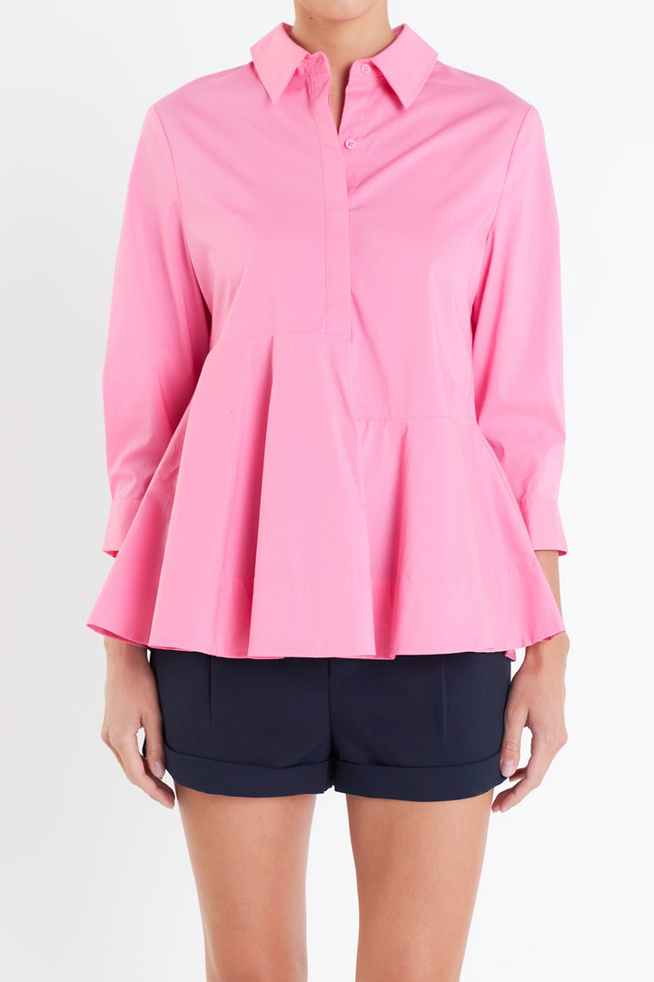DRILL PEPLUM BLOUSE main image 1