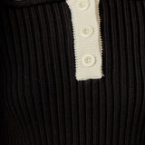 Color Block Polo Knit in Black