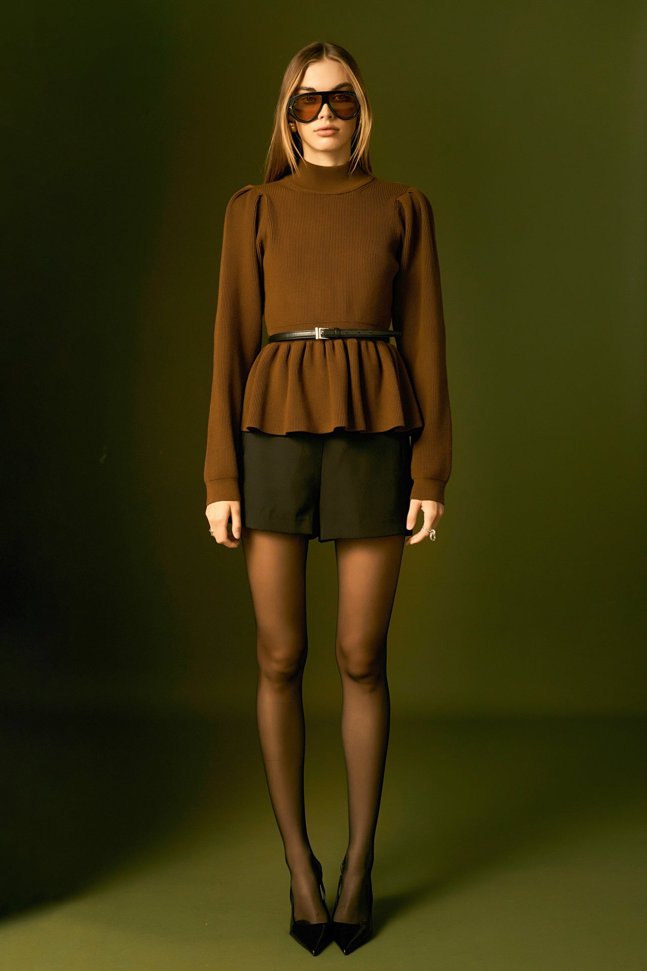 Peplum Waist Knit Top – English Factory