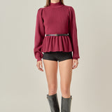 Peplum Waist Knit Top