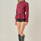 Peplum Waist Knit Top