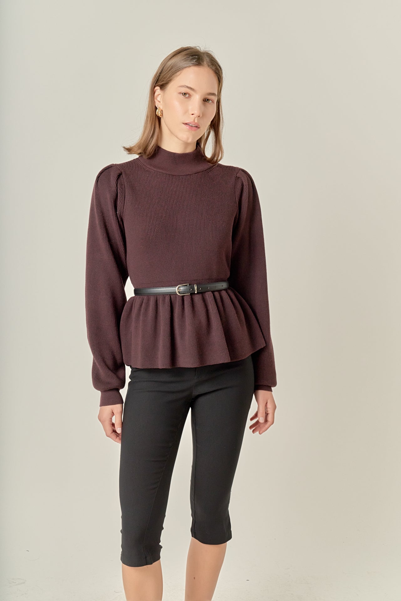 Peplum Waist Knit Top – English Factory