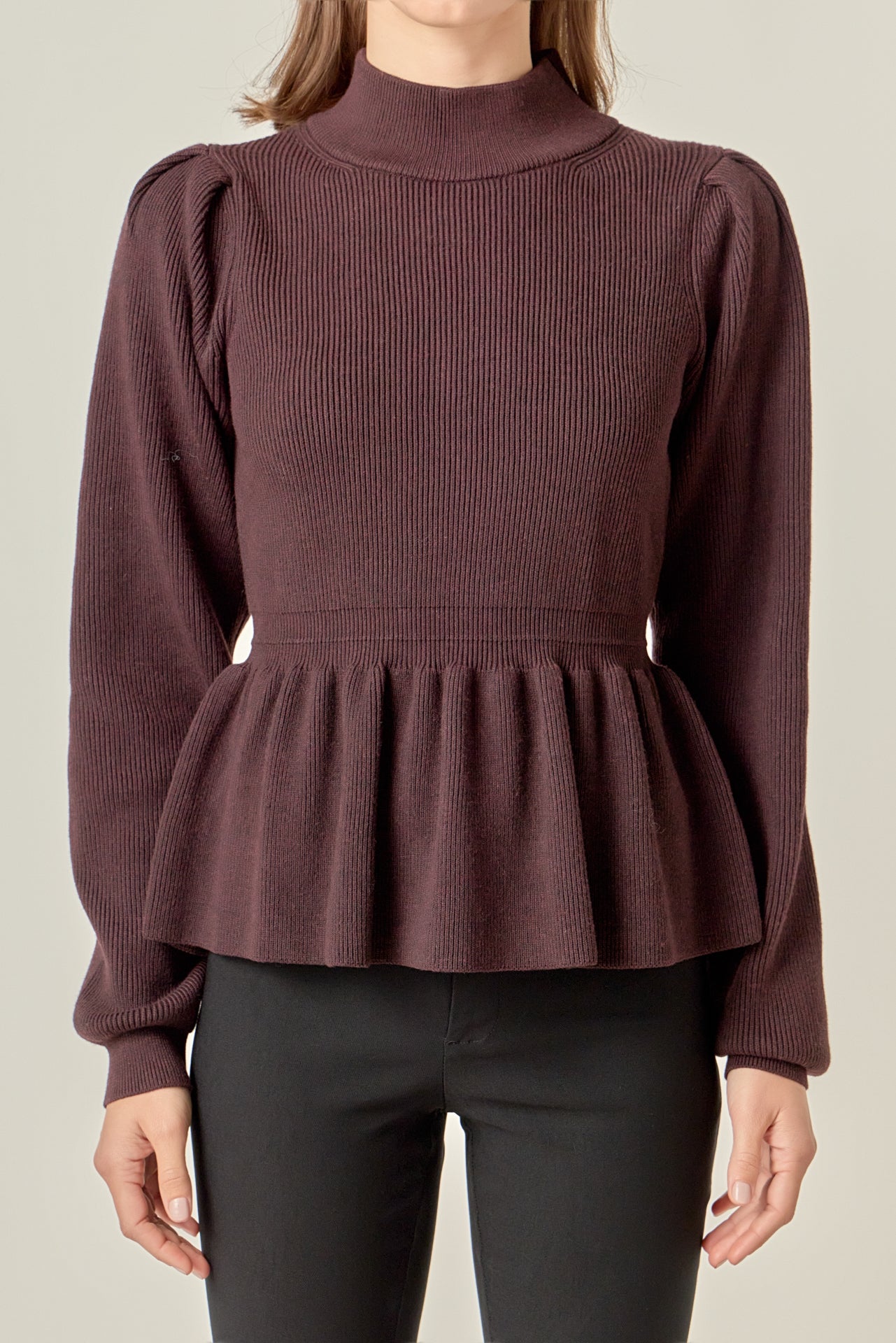 Peplum Waist Knit Top – English Factory