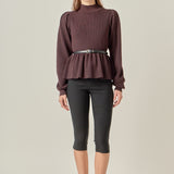 Peplum Waist Knit Top