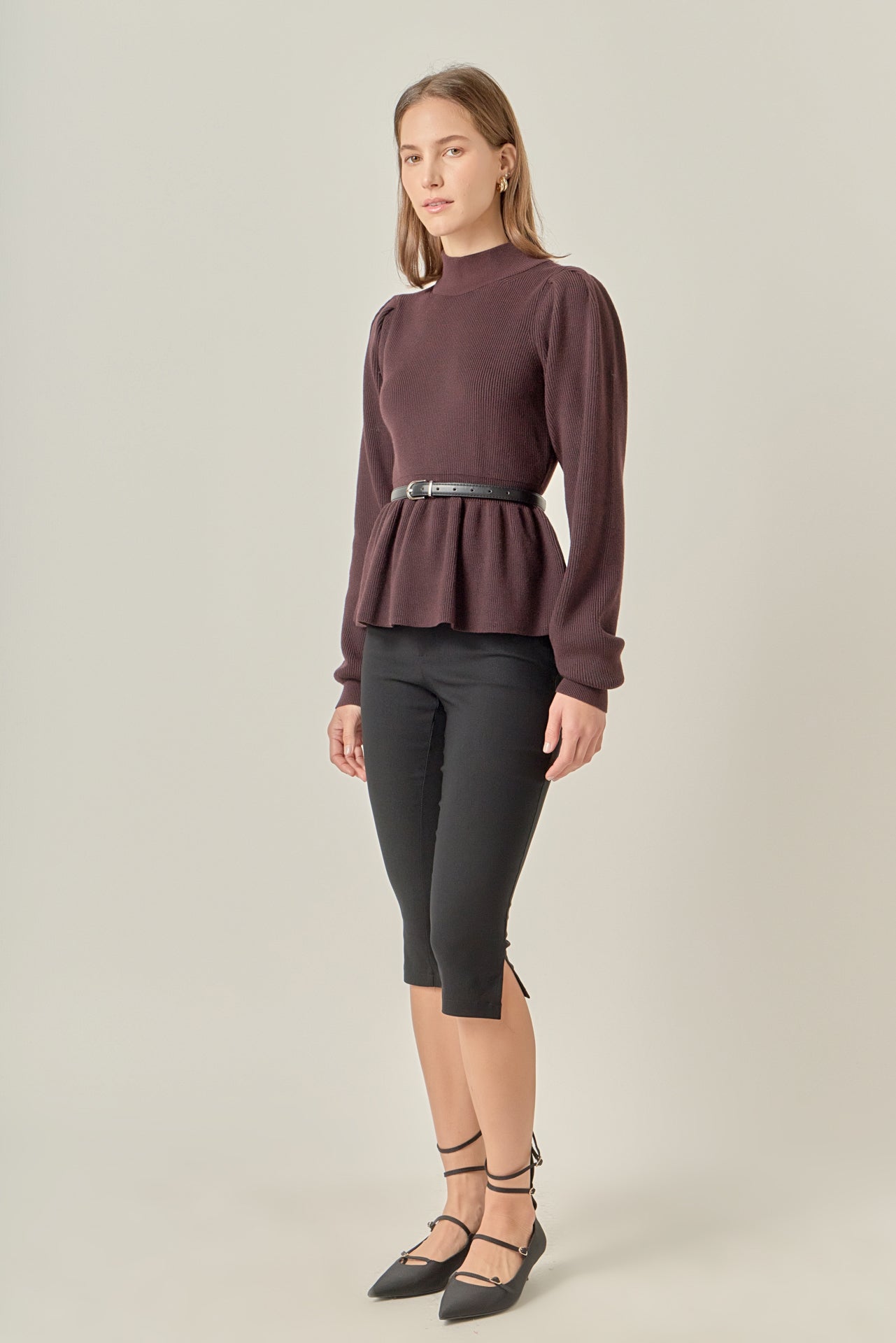 Peplum Waist Knit Top – English Factory