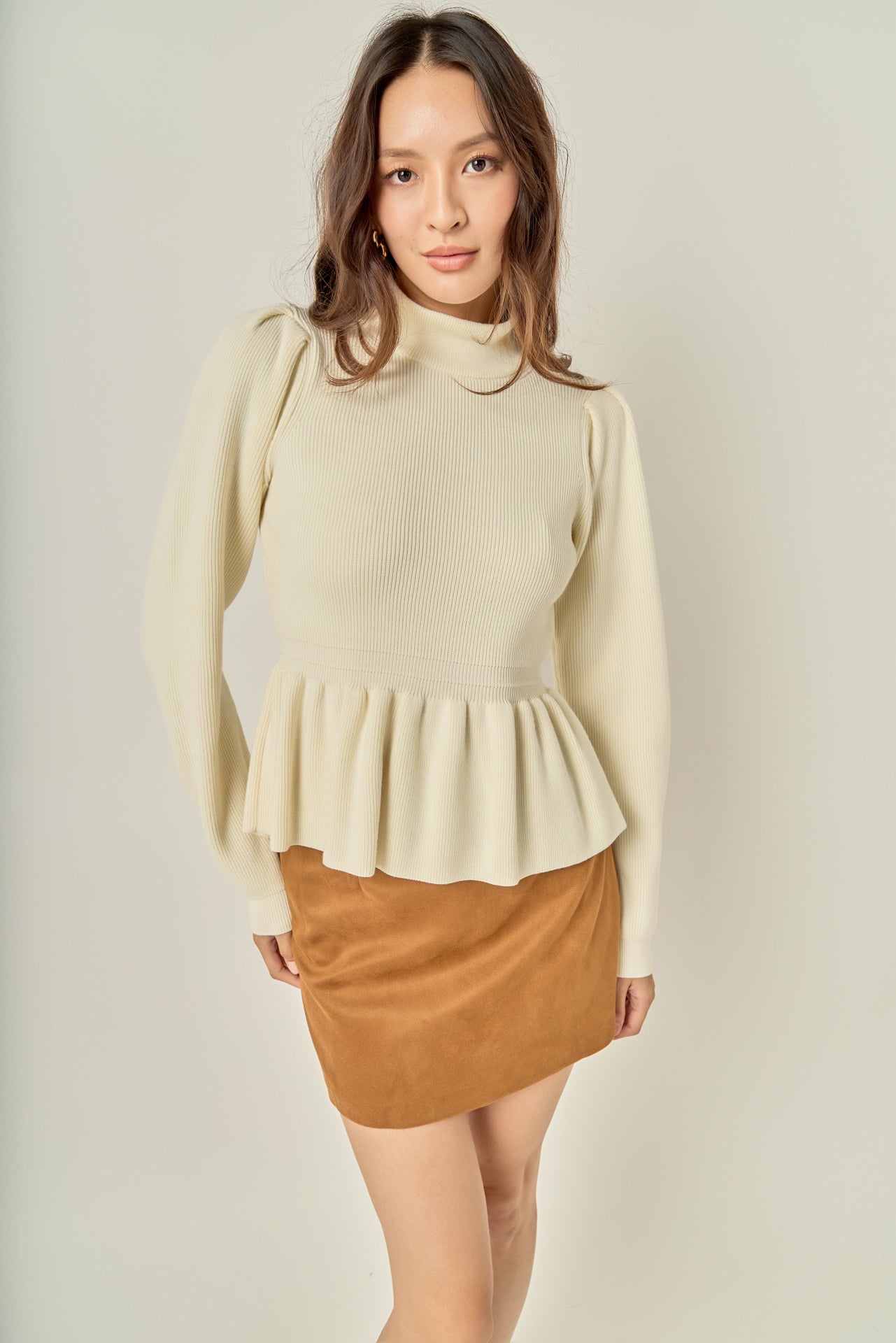 Peplum Waist Knit Top – English Factory