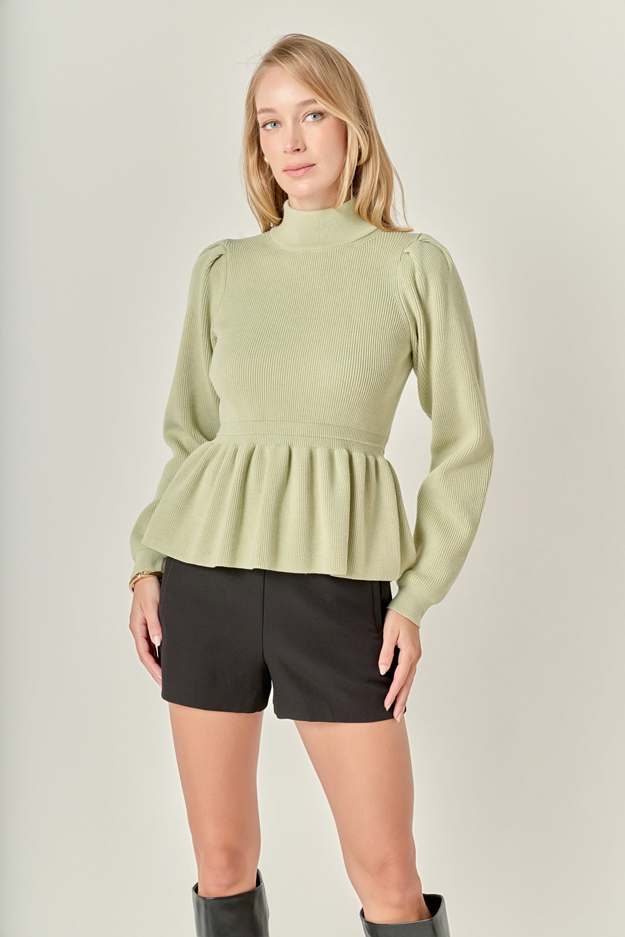 Peplum Waist Knit Top – English Factory