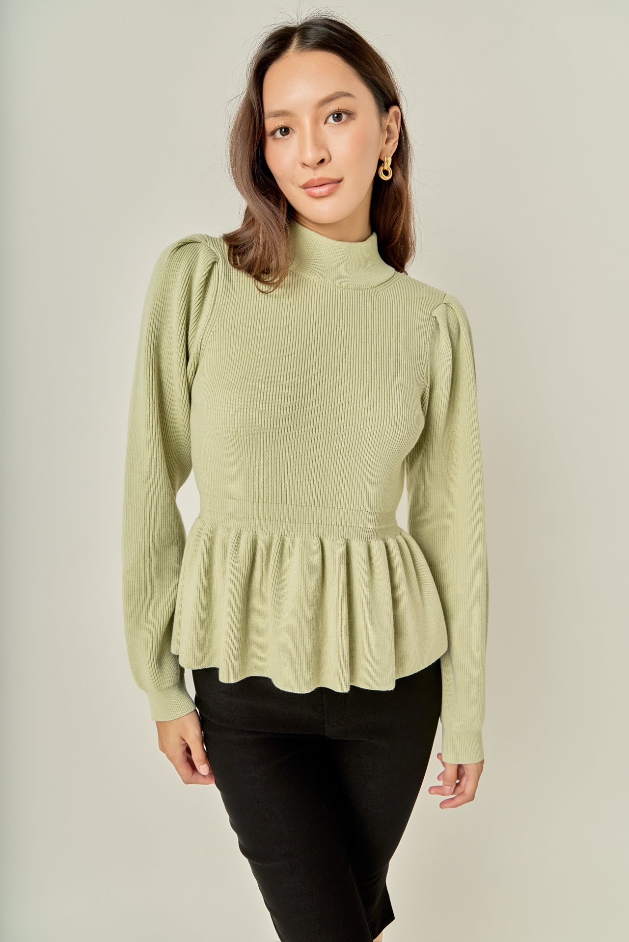 Peplum Waist Knit Top – English Factory