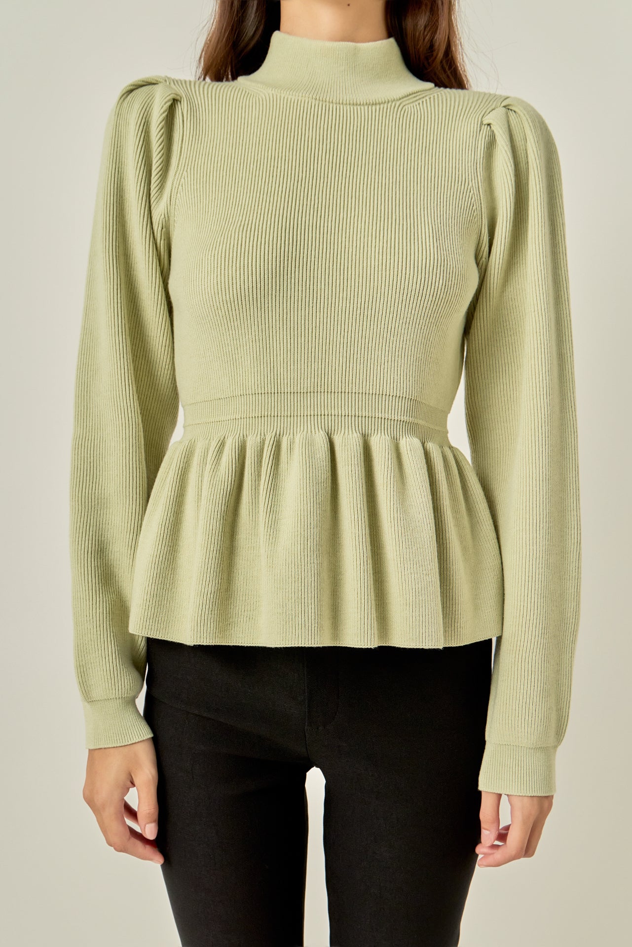 Peplum Waist Knit Top – English Factory