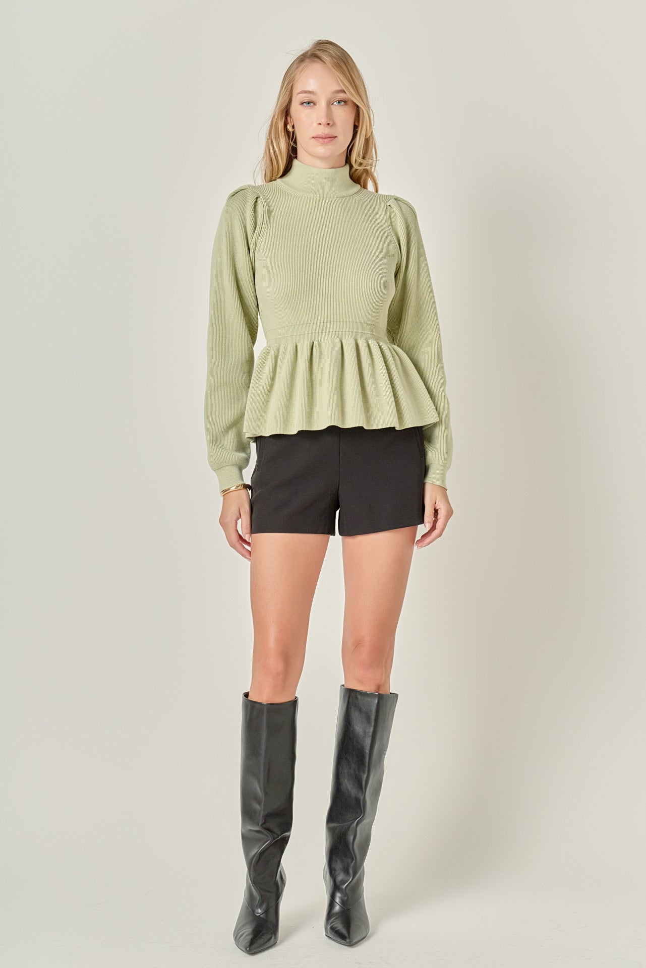 Peplum Waist Knit Top – English Factory