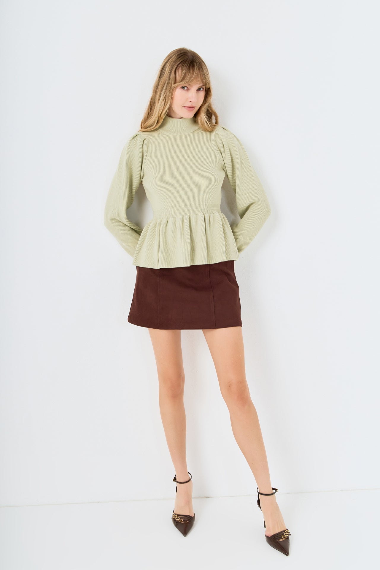 Peplum Waist Knit Top – English Factory