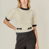 Combo Puff Sleeves Knit