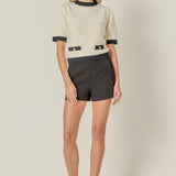 Combo Puff Sleeves Knit