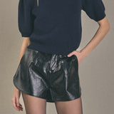 Puff Sleeve Rhinestone Bow Knit