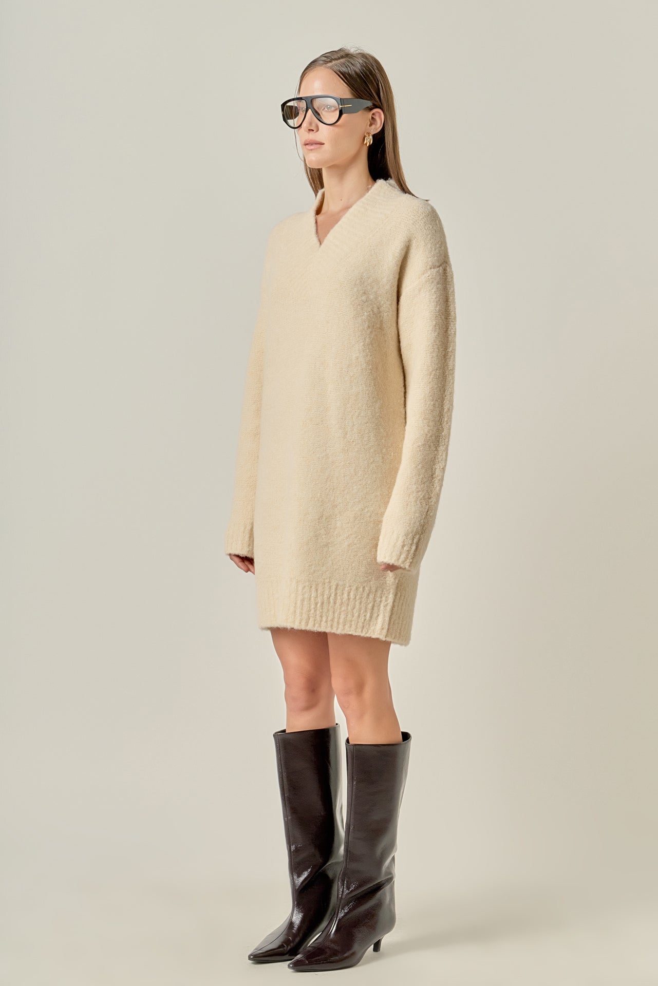 V Neck Knit Dress