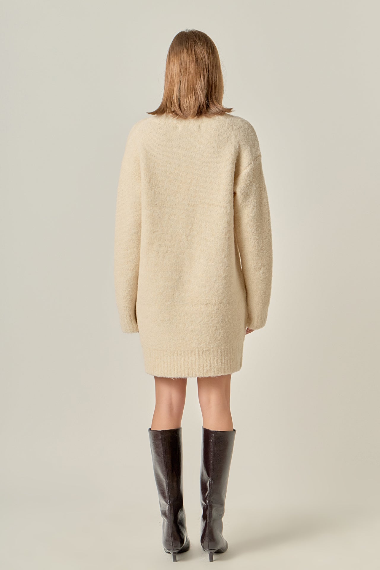 english factory knit dress English Factory Long-Sleeve Whipstitch Knit Mini Dress