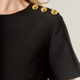 Gold Button Pointed Mini Dress