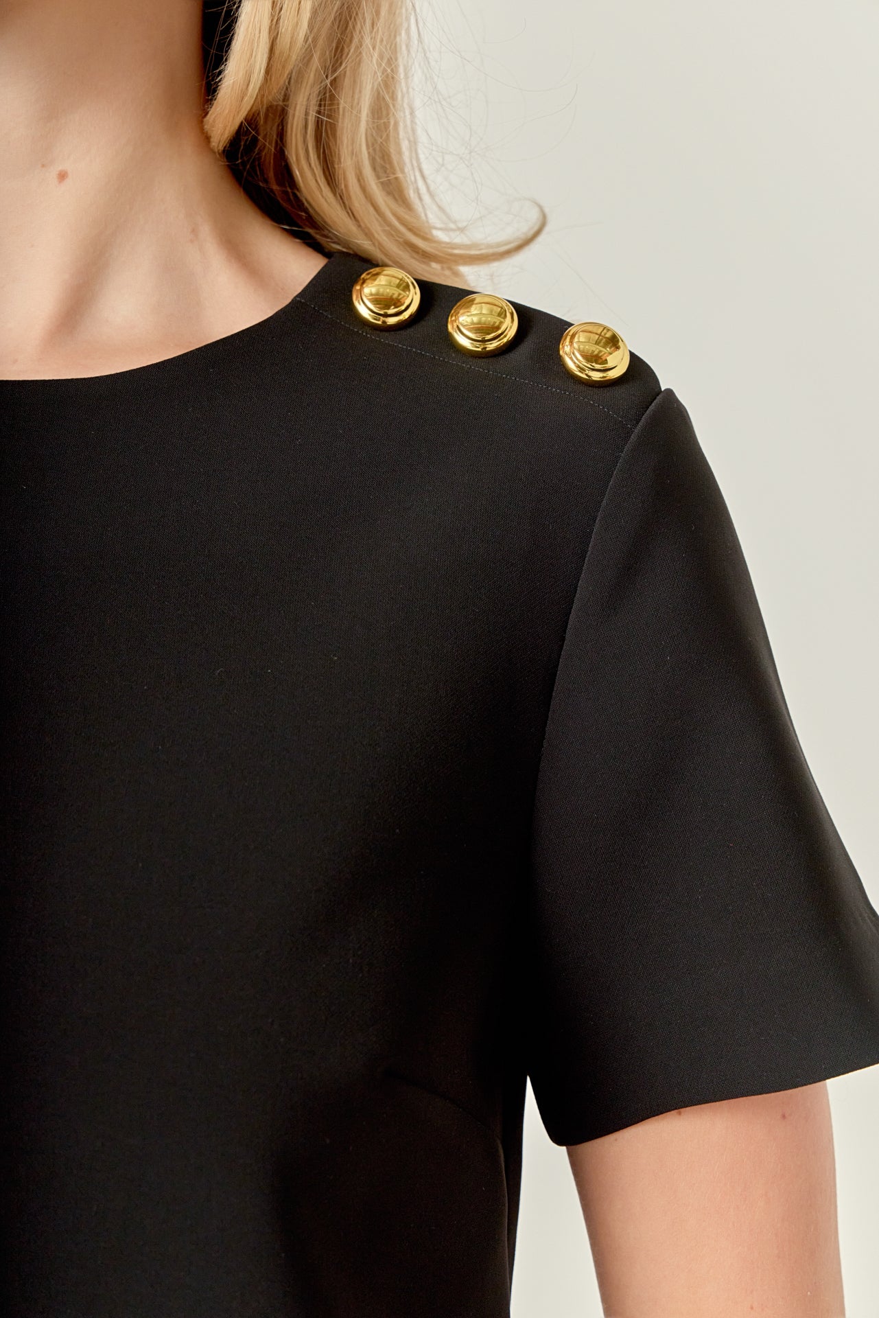 Gold Button Pointed Mini Dress English Factory Gold Button Pointed Mini Dress English Factory