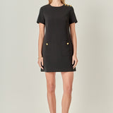 Gold Button Pointed Mini Dress