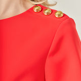 Gold Button Pointed Mini Dress