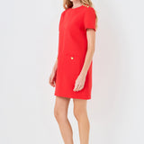 Gold Button Pointed Mini Dress