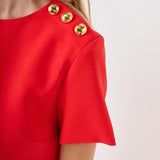 Gold Button Pointed Mini Dress