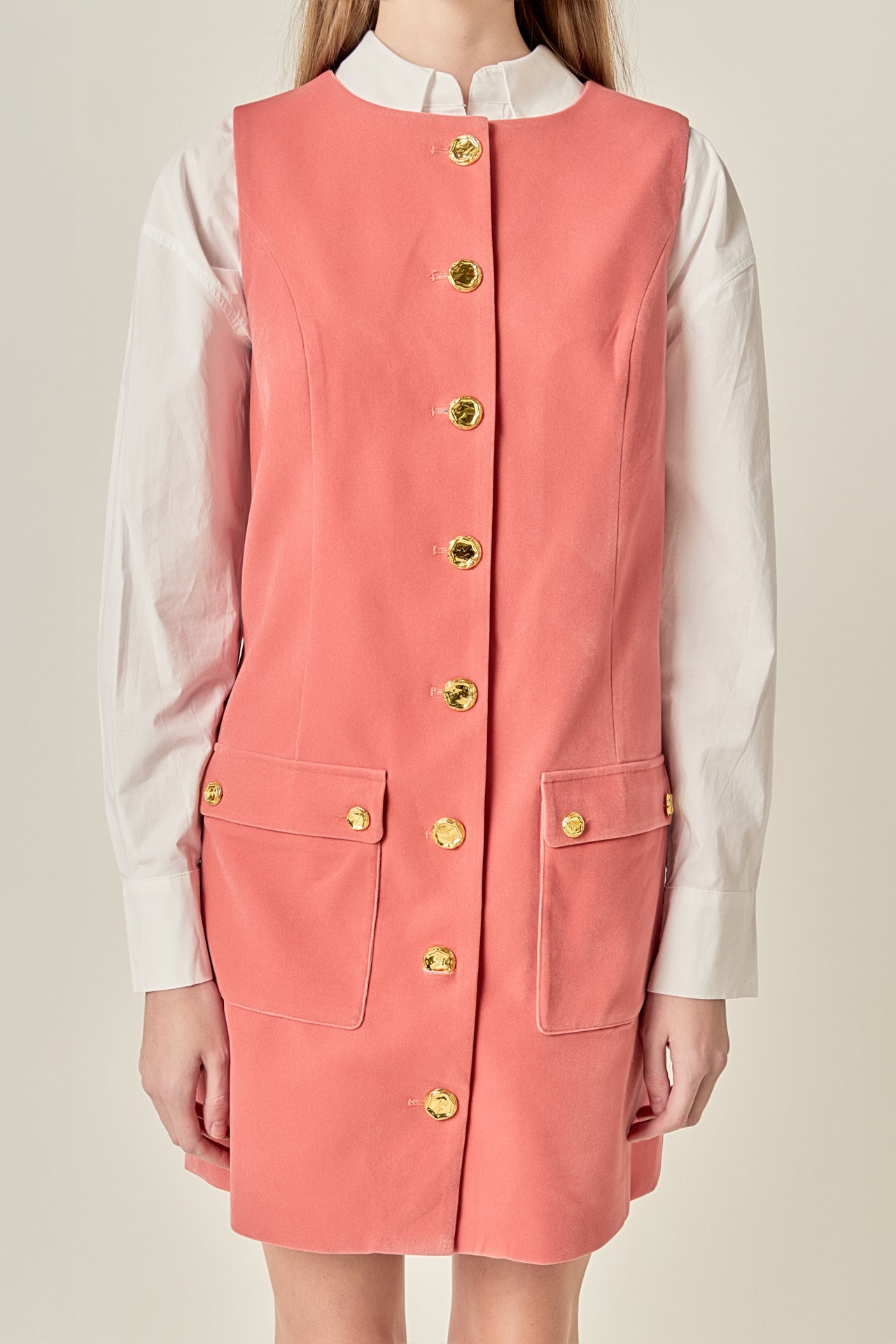 english factory velvet mini dress English Factory Women's Velvet Button Collar Mini Dress