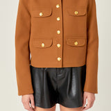 Gold Button Pointed Wool Jacket