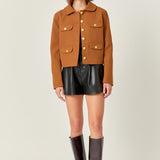 Gold Button Pointed Wool Jacket