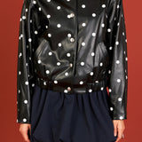 Polka Dot Faux Leather Jacket