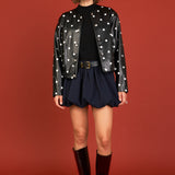 Polka Dot Faux Leather Jacket