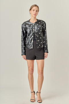 Polka Dot Faux Leather Jacket