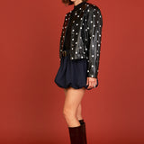 Polka Dot Faux Leather Jacket