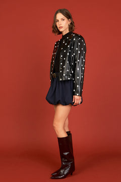 Polka Dot Faux Leather Jacket