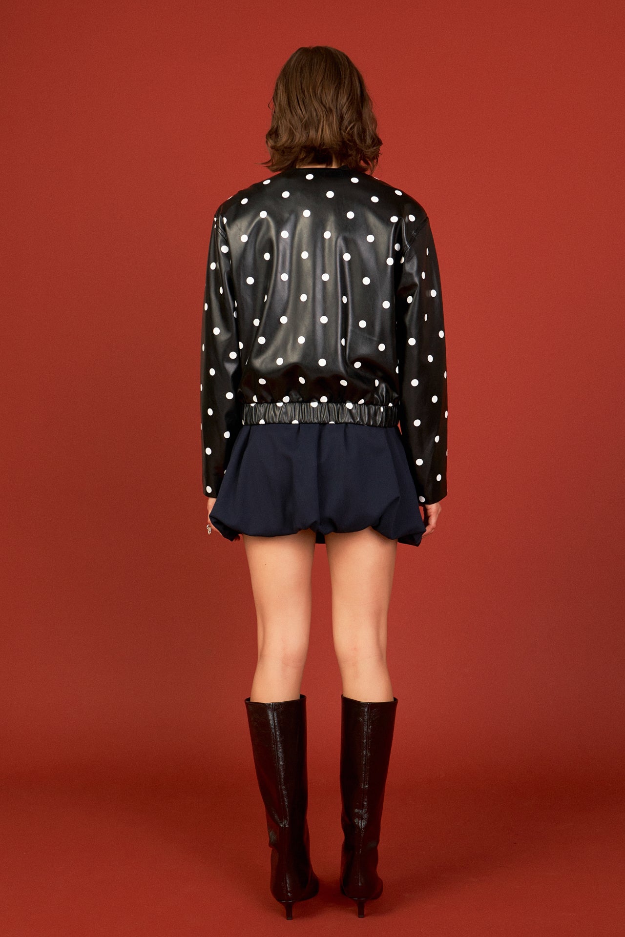 Polka Dot Faux Leather Jacket – English Factory