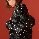 Polka Dot Faux Leather Jacket