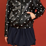 Polka Dot Faux Leather Jacket