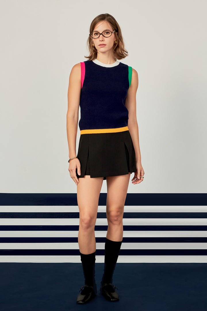 Color Block Button Vest