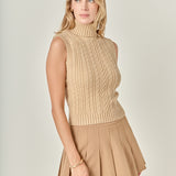 Cable Mock Neck Knit Top