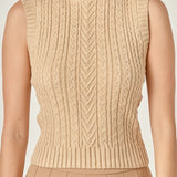 Cable Mock Neck Knit Top